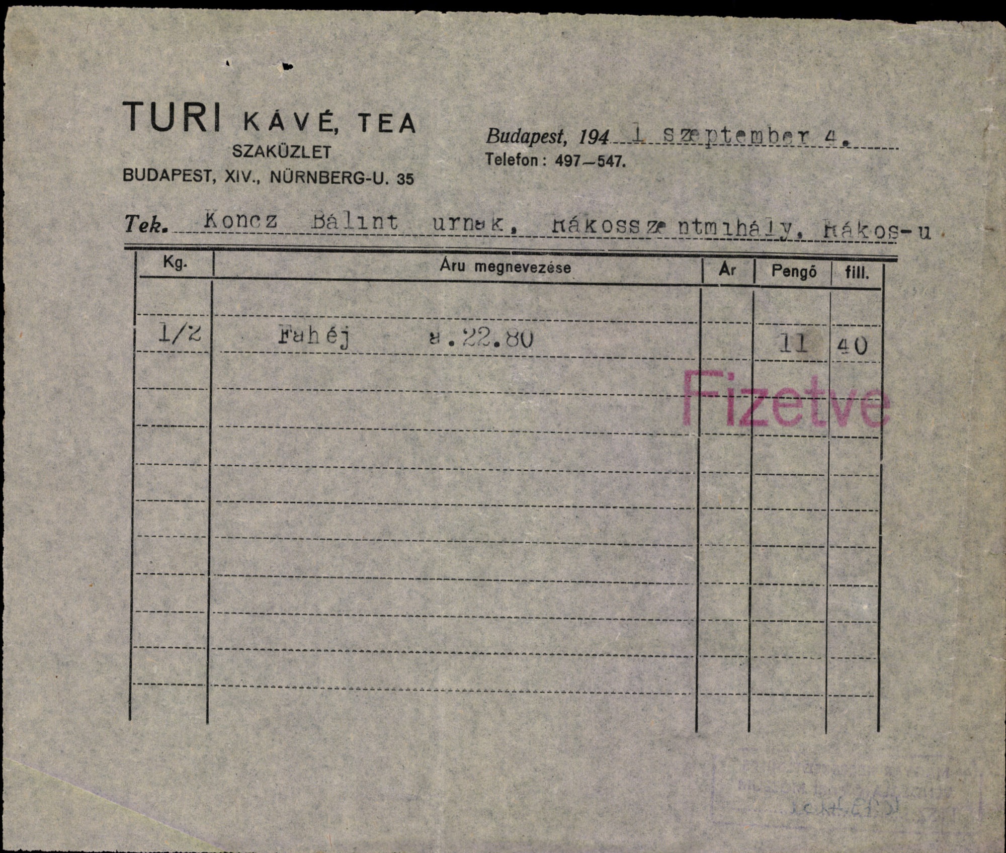 Turi kávé, tea szaküzlet (Magyar Kereskedelmi és Vendéglátóipari Múzeum CC BY-NC-SA)
