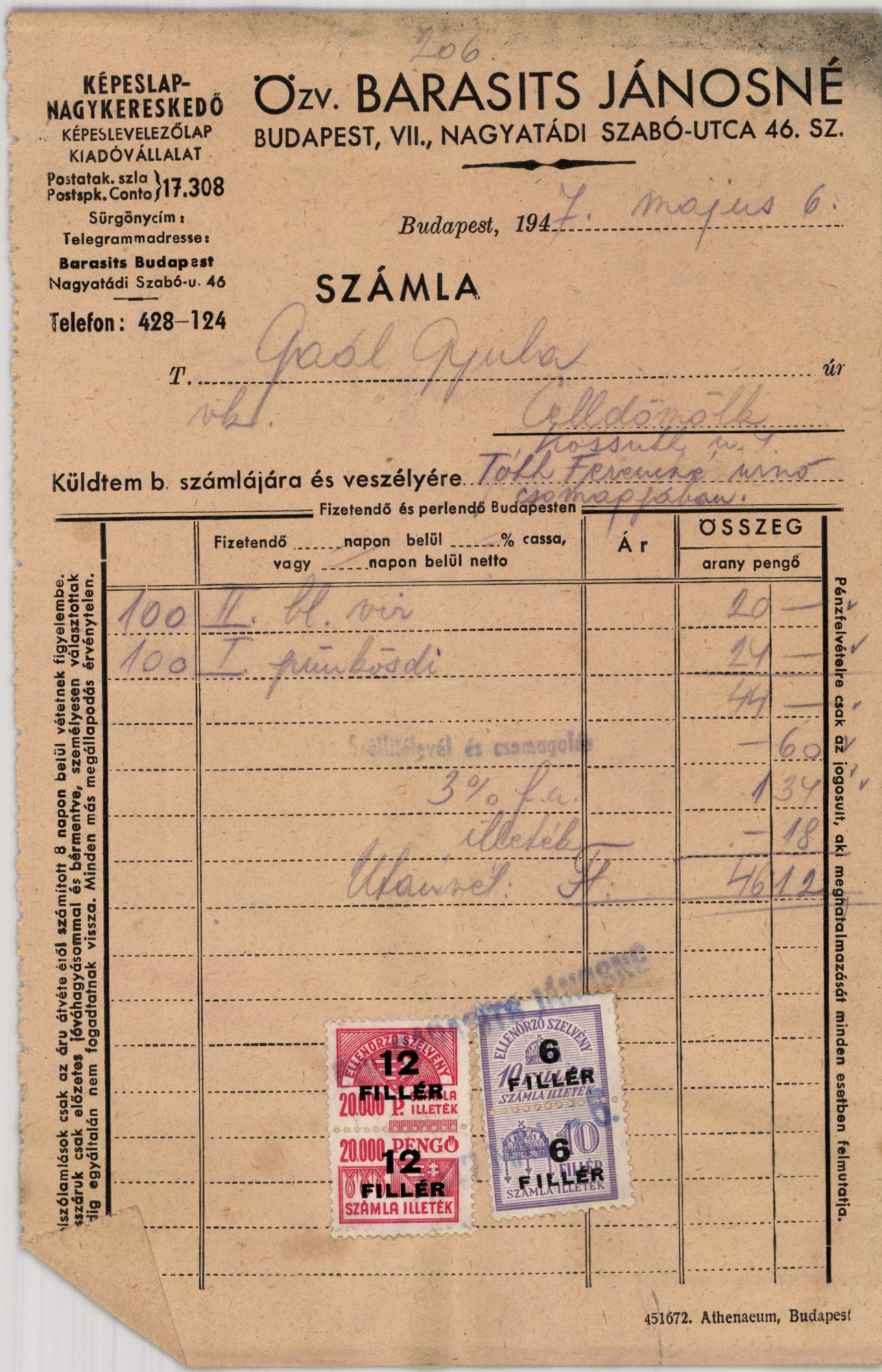 özv. Barasits Jánosné képeslap-nagykereskedő (Magyar Kereskedelmi és Vendéglátóipari Múzeum CC BY-NC-SA)