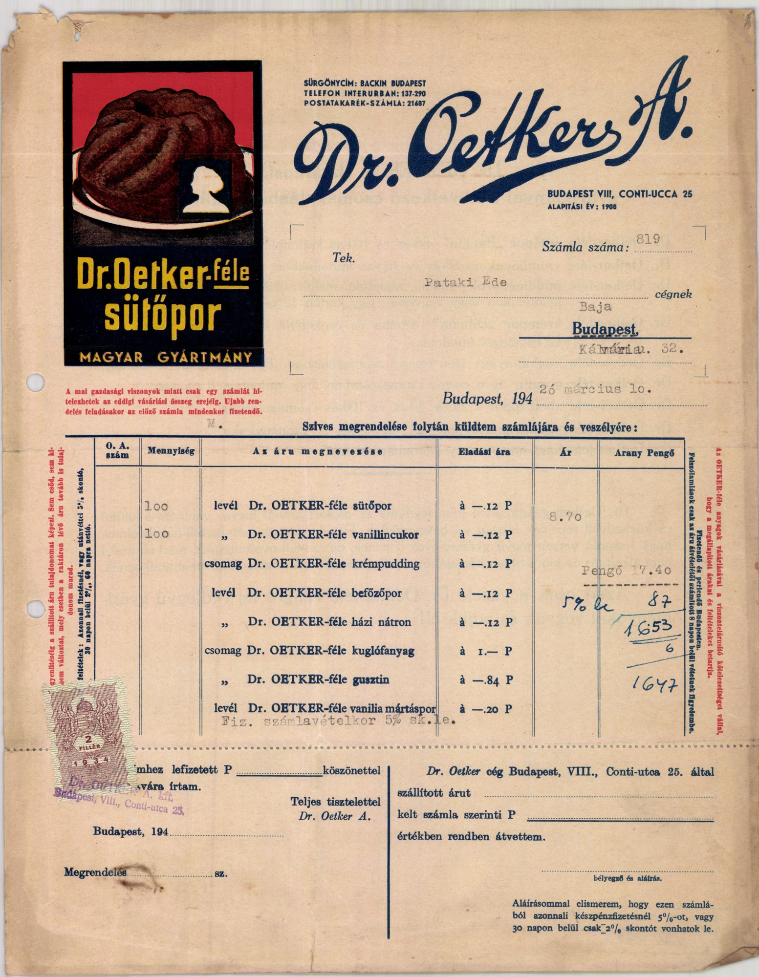 Dr. Oetker A. (Magyar Kereskedelmi és Vendéglátóipari Múzeum CC BY-NC-SA)