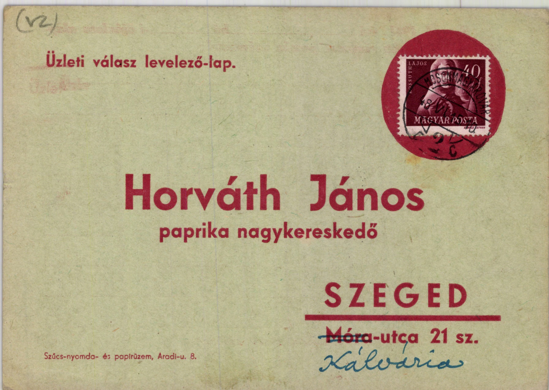 Horváth János paprika nagykereskedő (Magyar Kereskedelmi és Vendéglátóipari Múzeum CC BY-NC-SA)