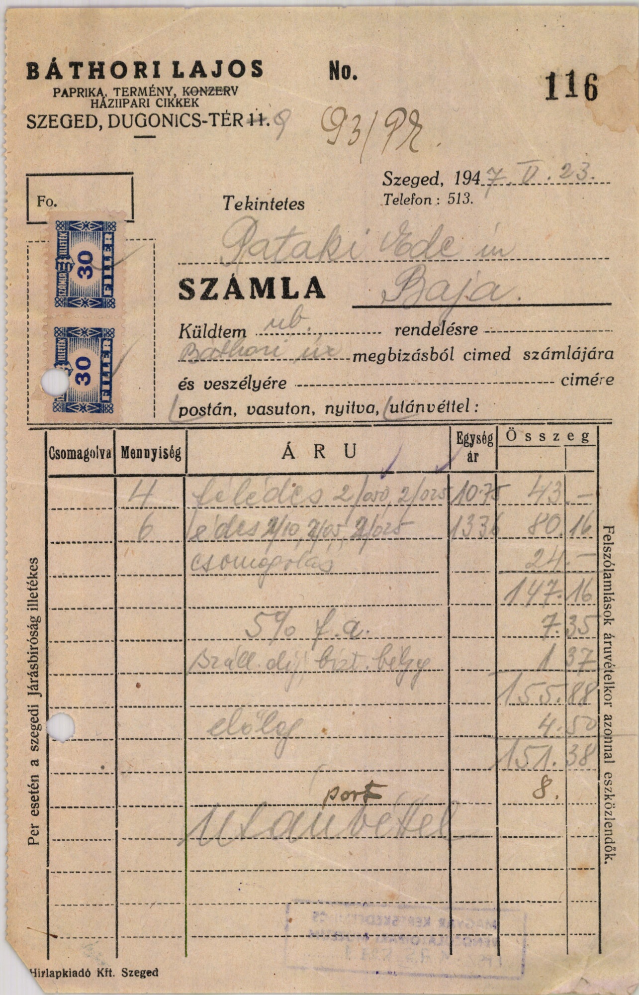 Báthori Lajos paprika, termény, konzerv, háziipari cikkek (Magyar Kereskedelmi és Vendéglátóipari Múzeum CC BY-NC-SA)