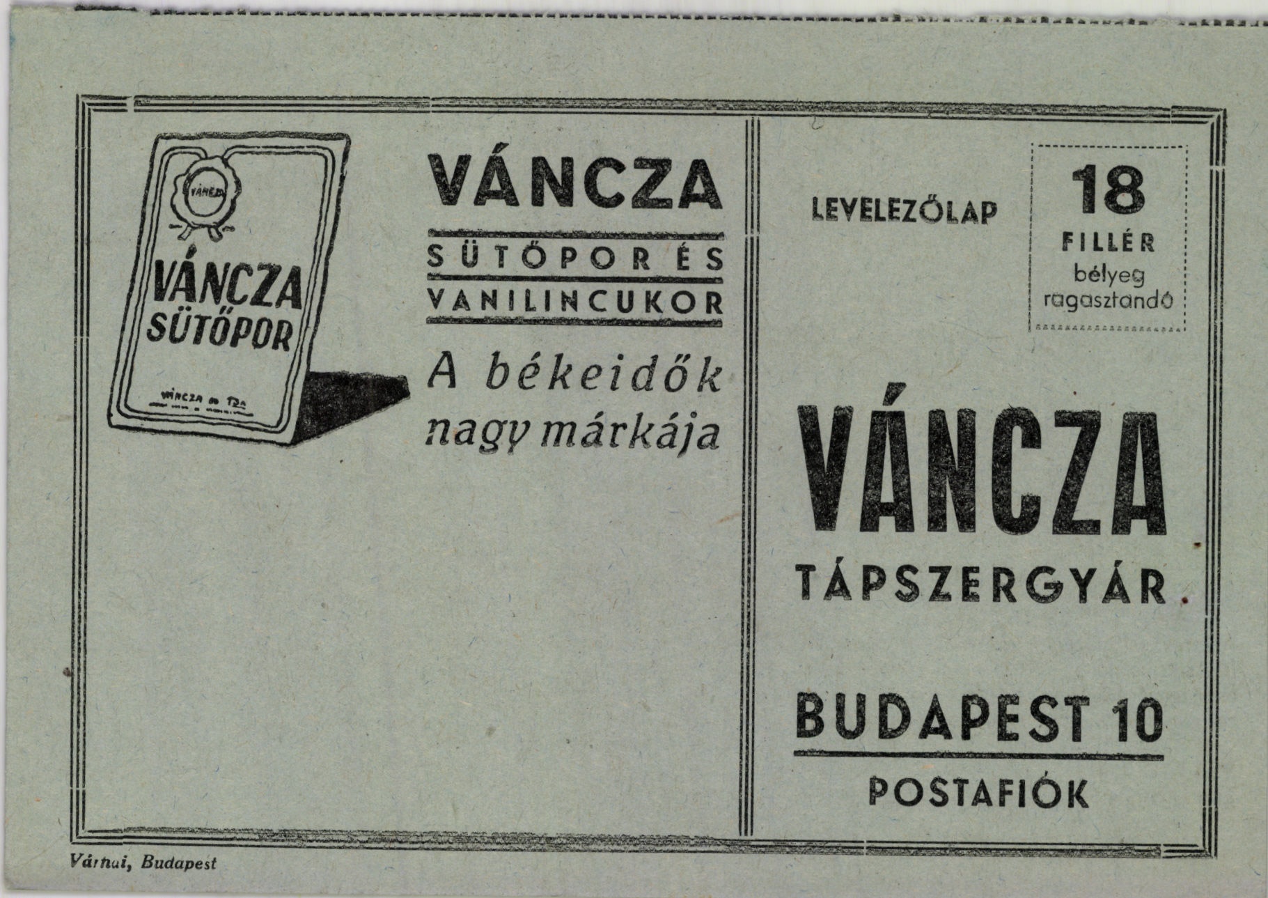 Váncza Tápszergyár (Magyar Kereskedelmi és Vendéglátóipari Múzeum CC BY-NC-SA)