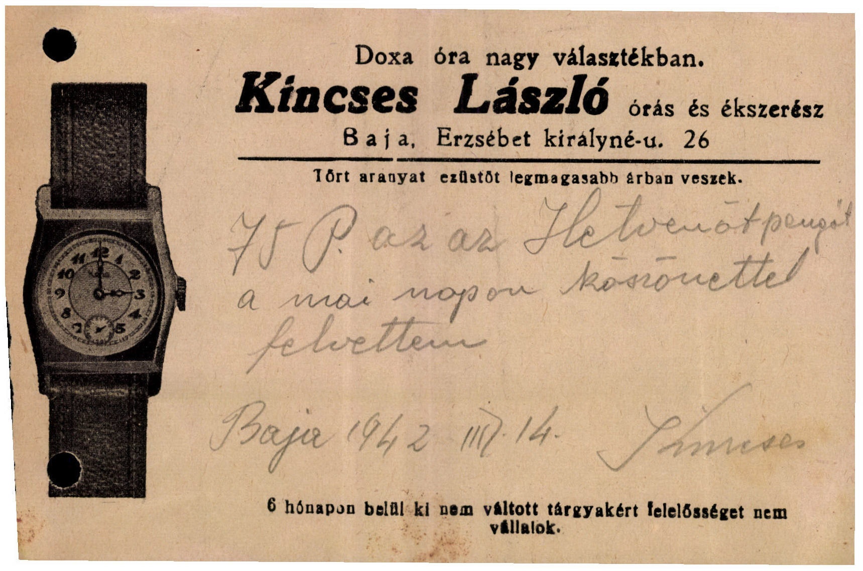 Kincses László órás és ékszerész (Magyar Kereskedelmi és Vendéglátóipari Múzeum CC BY-NC-SA)