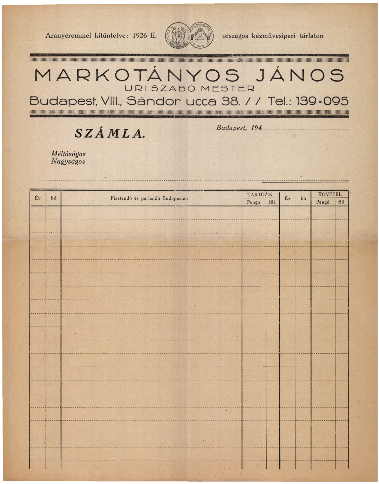 Markotányos János uri szabó mester (Magyar Kereskedelmi és Vendéglátóipari Múzeum CC BY-NC-SA)