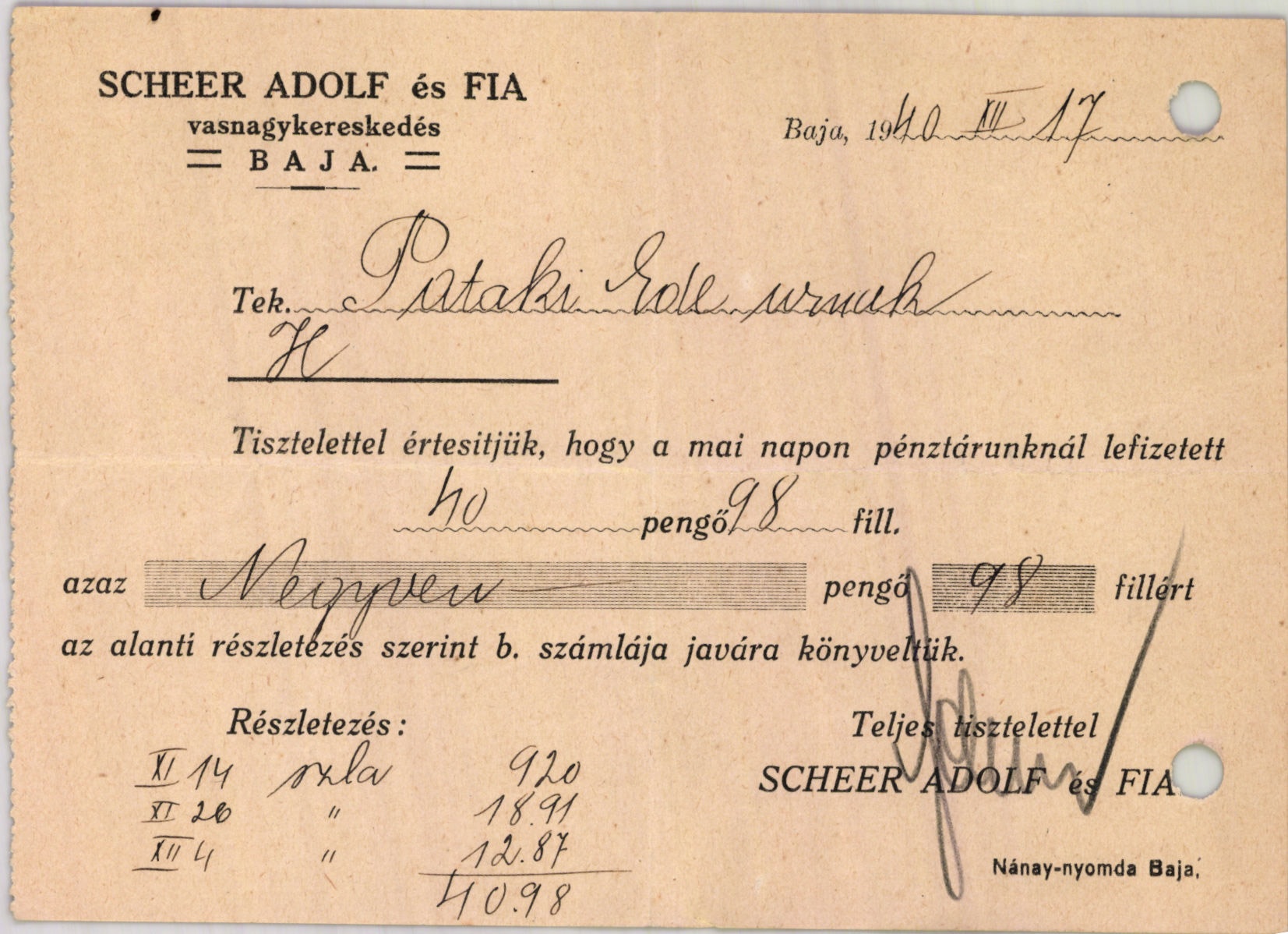 Scheer Adolf és Fia vasnagykereskedés (Magyar Kereskedelmi és Vendéglátóipari Múzeum CC BY-NC-SA)