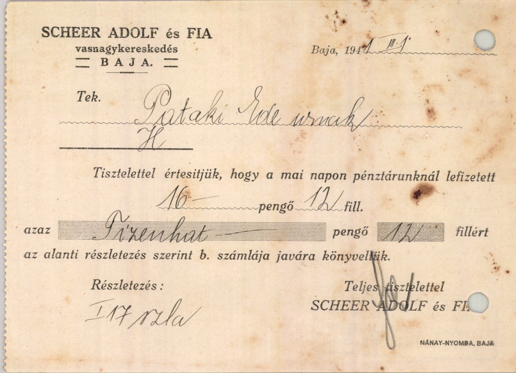 Scheer Adolf és Fia vasnagykereskedés (Magyar Kereskedelmi és Vendéglátóipari Múzeum CC BY-NC-SA)
