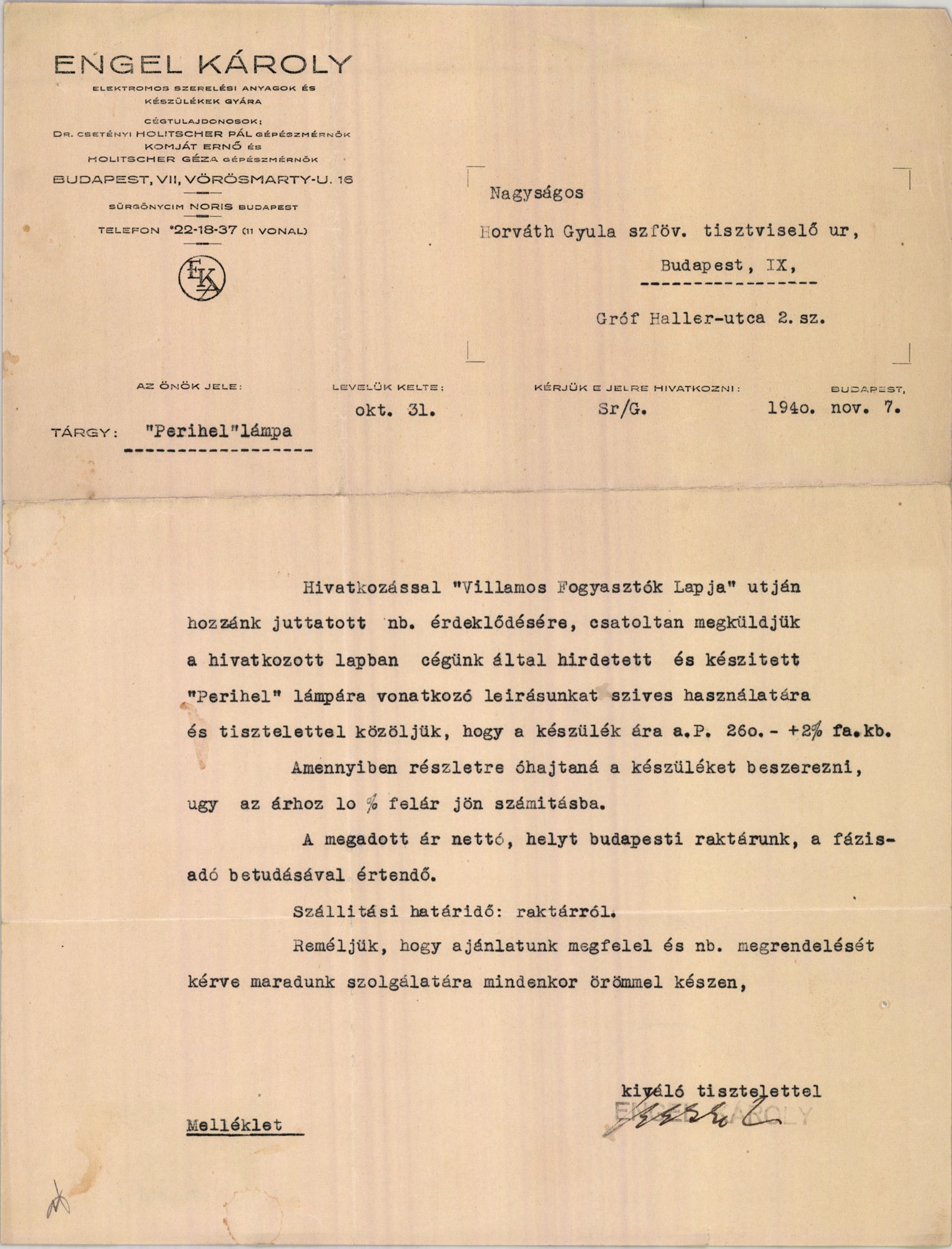 Engel Károly elektromos szerelési anyagok és készülékek gyára (Magyar Kereskedelmi és Vendéglátóipari Múzeum CC BY-NC-SA)