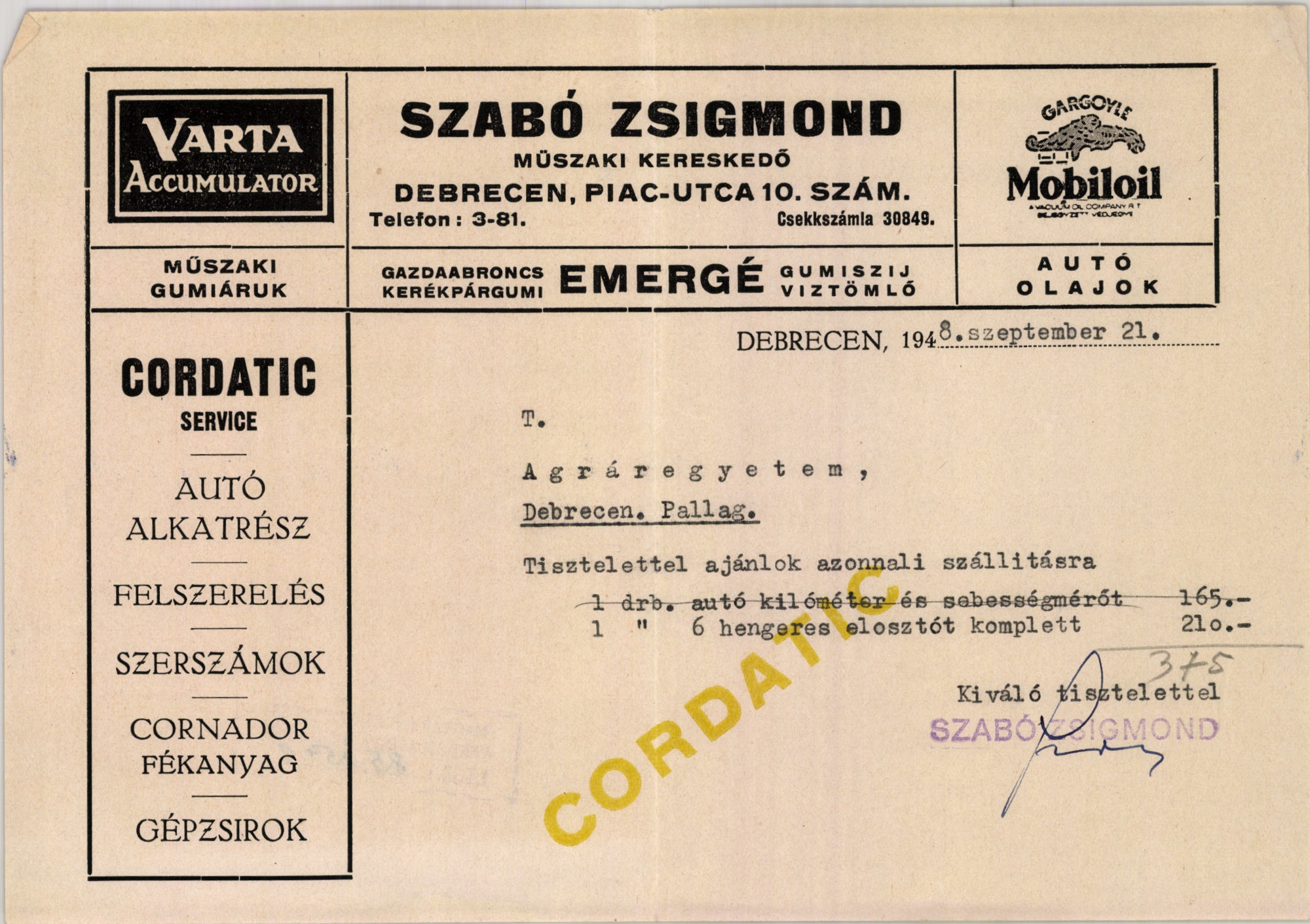 Szabó Zsigmond műszaki kereskedő (Magyar Kereskedelmi és Vendéglátóipari Múzeum CC BY-NC-SA)