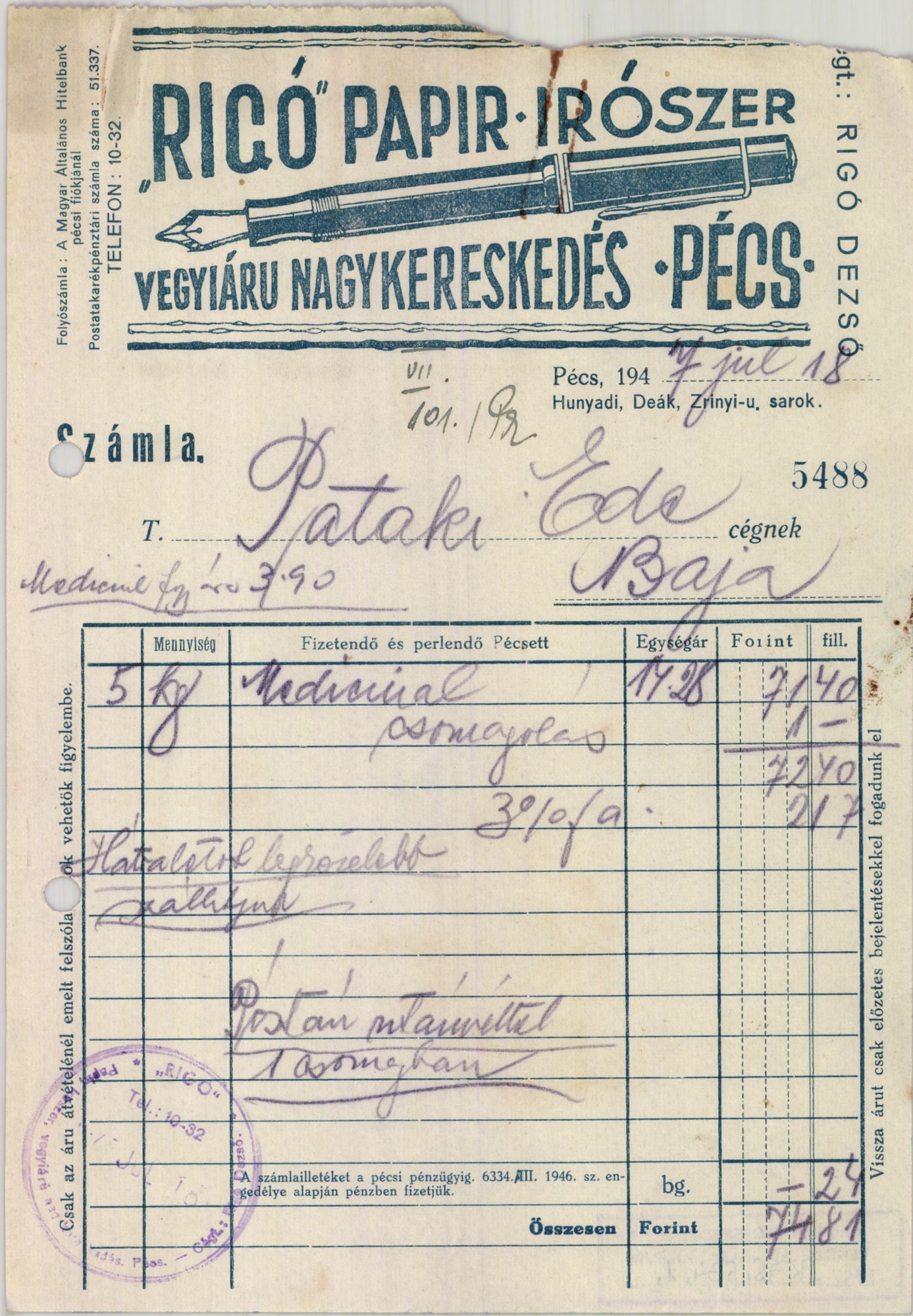 "Rigó" papír, írószer, vegyiáru nagykereskedés (Magyar Kereskedelmi és Vendéglátóipari Múzeum CC BY-NC-SA)