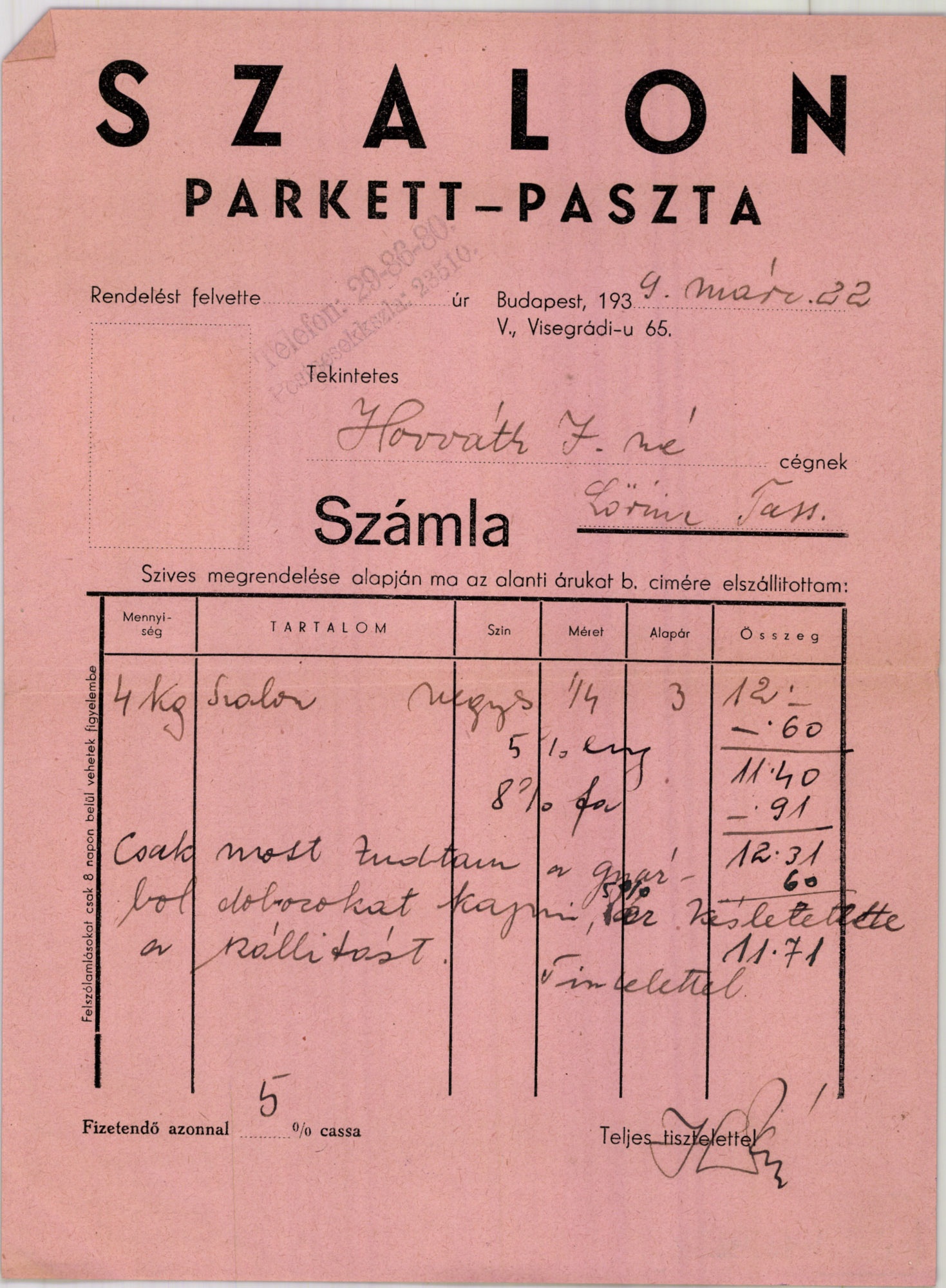 Szalon Parkett-Paszta (Magyar Kereskedelmi és Vendéglátóipari Múzeum CC BY-NC-SA)