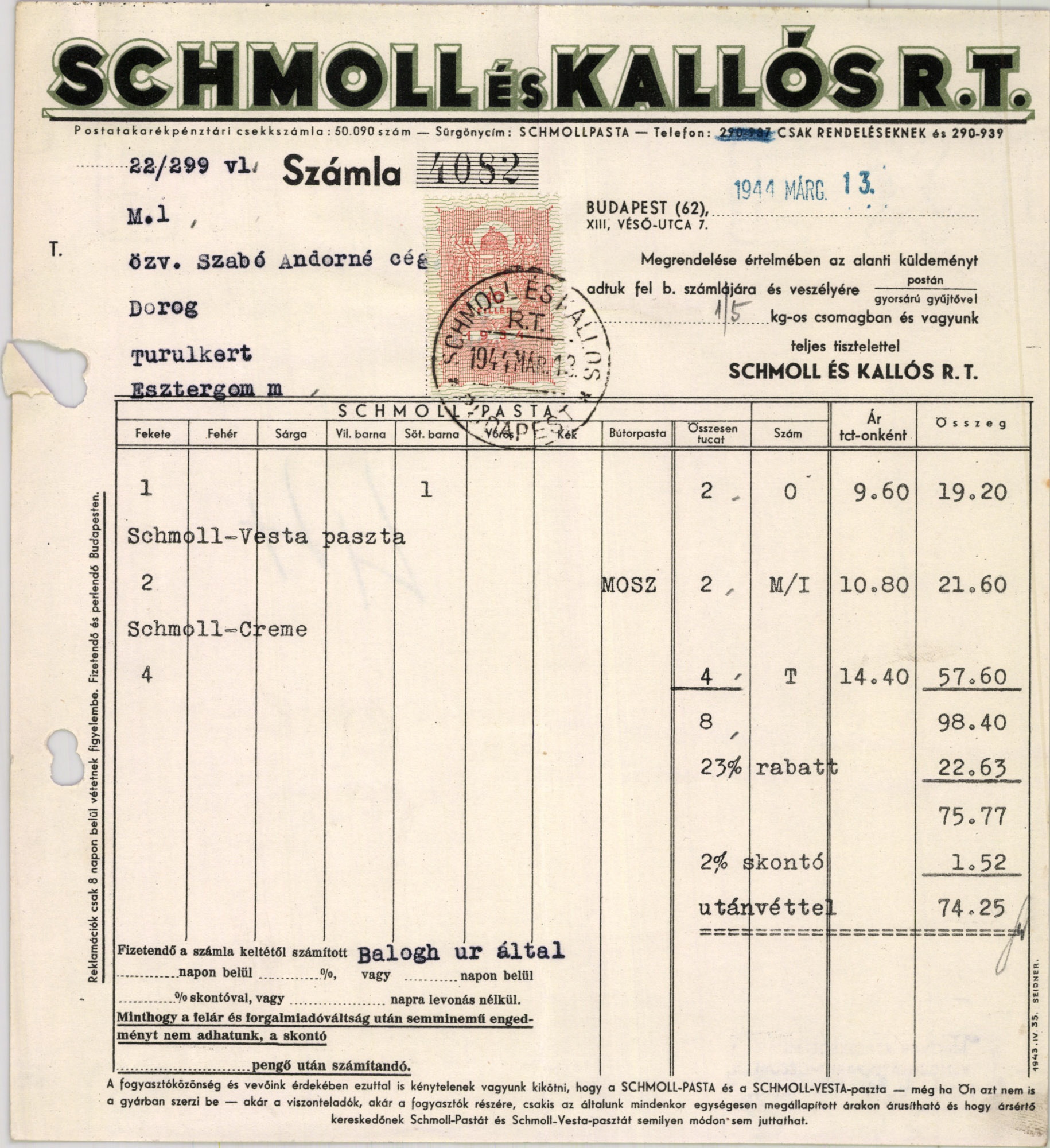 Schmoll és Kallós R. T. (Magyar Kereskedelmi és Vendéglátóipari Múzeum CC BY-NC-SA)