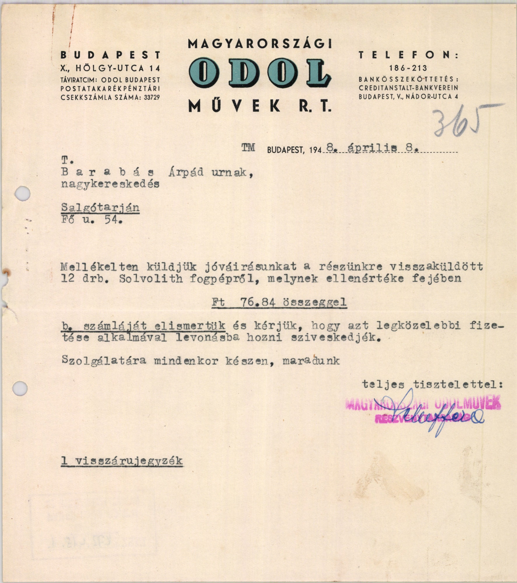 Magyarországi ODOL Művek R. T. (Magyar Kereskedelmi és Vendéglátóipari Múzeum CC BY-NC-SA)
