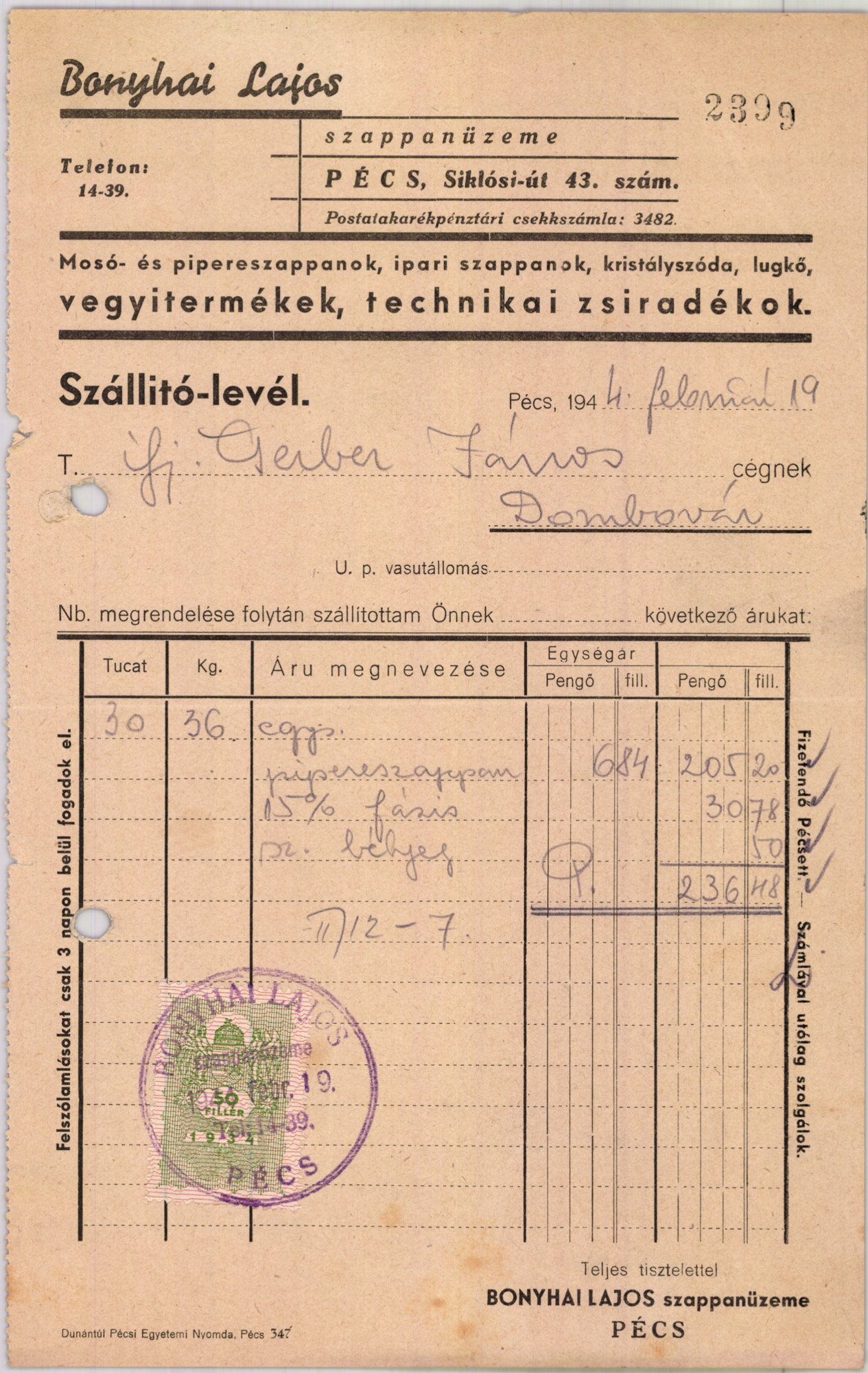Bonyhai Lajos szappanüzeme (Magyar Kereskedelmi és Vendéglátóipari Múzeum CC BY-NC-SA)