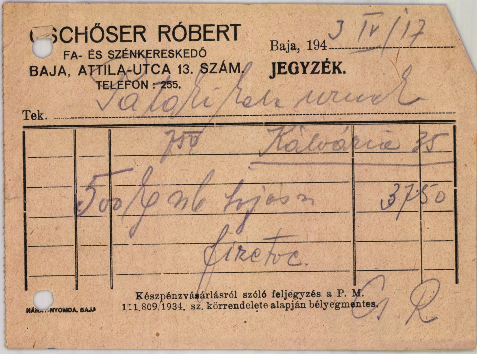 Gschőser Róbert fa- és szénkereskedő (Magyar Kereskedelmi és Vendéglátóipari Múzeum CC BY-NC-SA)