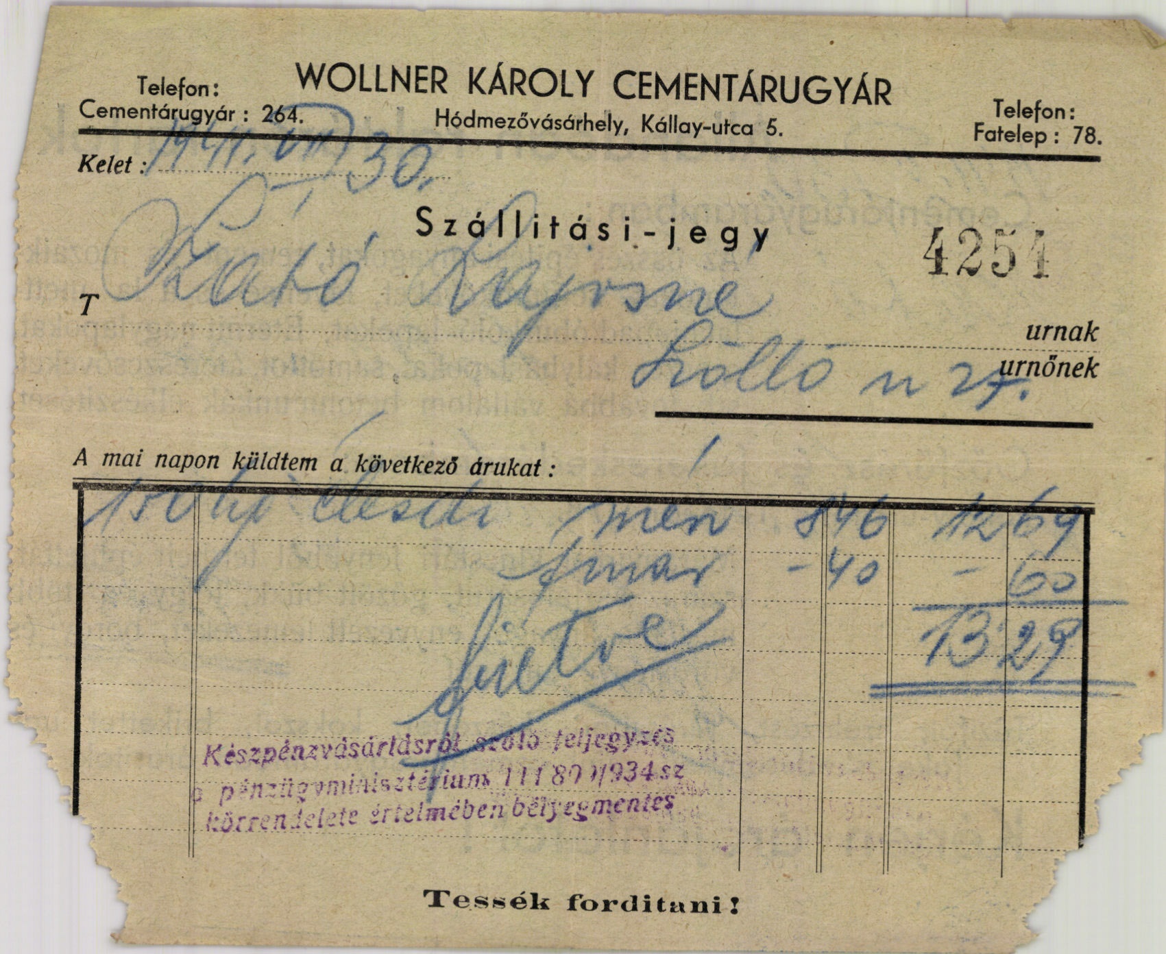Wollner Károly Cementárugyár (Magyar Kereskedelmi és Vendéglátóipari Múzeum CC BY-NC-SA)