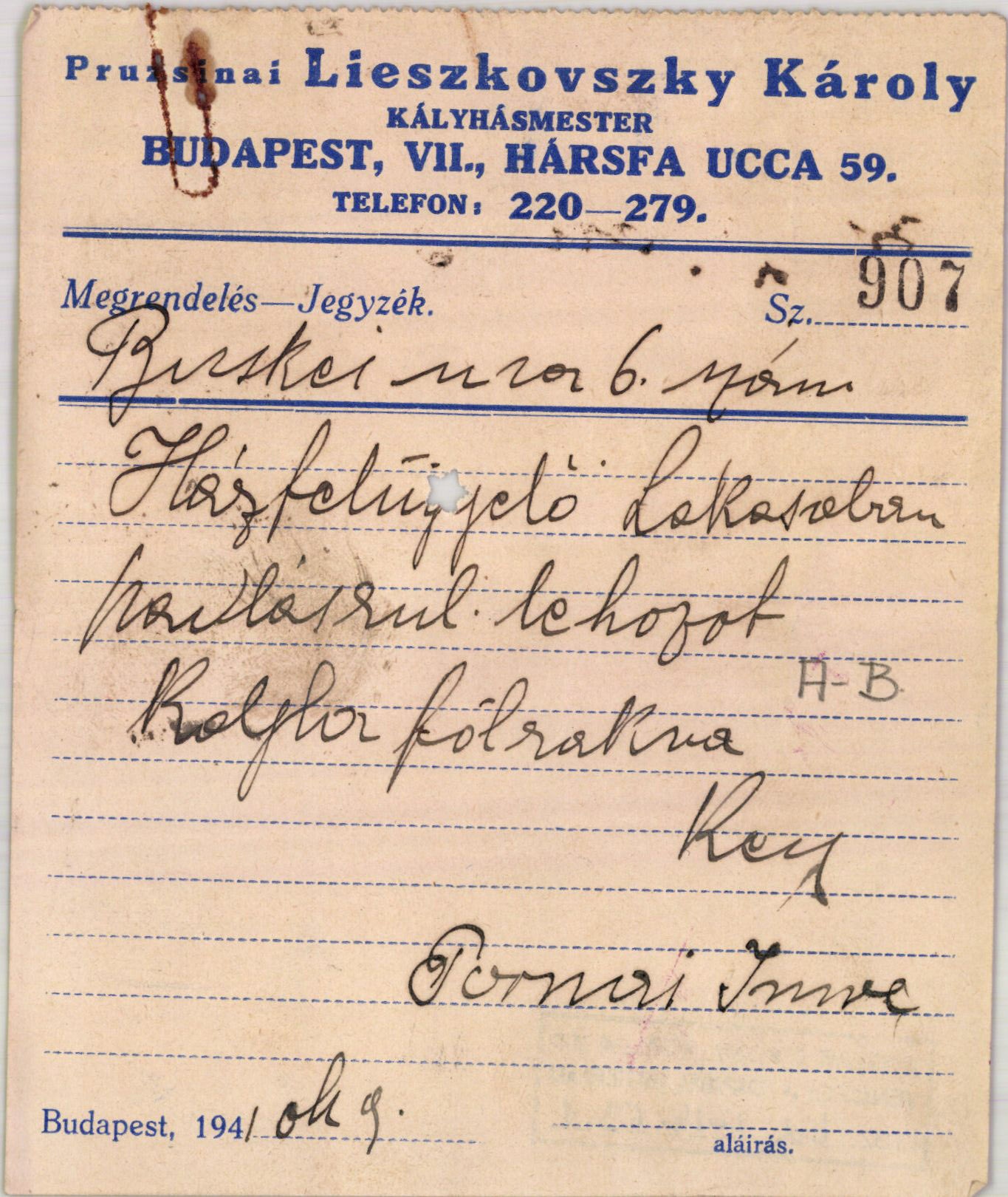 Pruzsinai Lieszkovszky Károly kályhásmester (Magyar Kereskedelmi és Vendéglátóipari Múzeum CC BY-NC-SA)