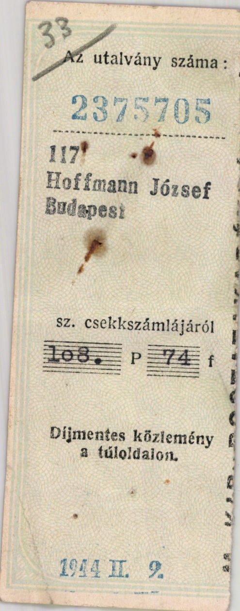 Hoffmann József Elismervény (Magyar Kereskedelmi és Vendéglátóipari Múzeum CC BY-NC-SA)