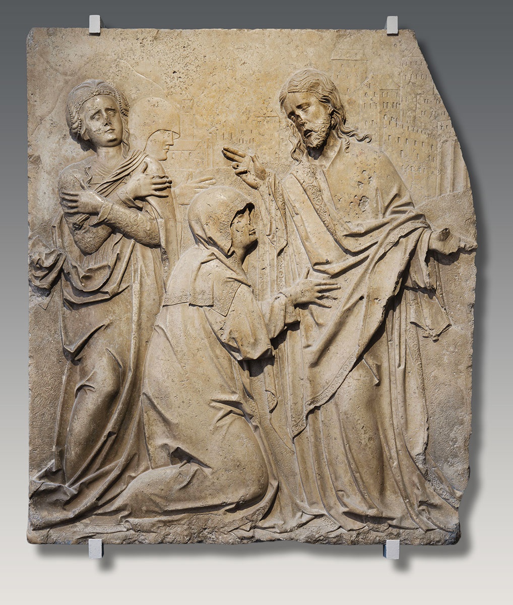 Krisztus búcsúja anyjától. Epitáfium töredéke Nyitráról (Magyar Nemzeti Galéria CC BY-NC-SA)