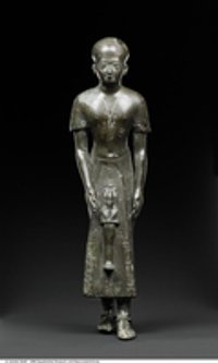 Standfigur des Meh-Chonsu (Mx-Cnzw), eine Osirisfigur haltend (Theophor)