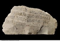 Hieratisches Ostrakon mit einem Auszug aus der Lehre des Königs Amenemhet I. (Hieratic ostracon with an excerpt from the Teaching of king Amenemnhet I.)