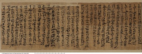 Hieratischer Papyrus, Streitgespräch eines Lebensmüden mit seiner Seele (Hieratic papyrus with a dispute between a man and his soul)