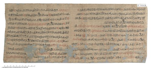 Hieratischer Papyrus mit Auszügen aus einem medizinischen Handbuch (Hieratic papyrus with parts of a medical handbook)
