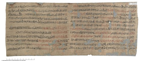 Hieratischer Papyrus mit Auszügen aus einem medizinischen Handbuch (Hieratic papyrus with parts of a medical handbook)