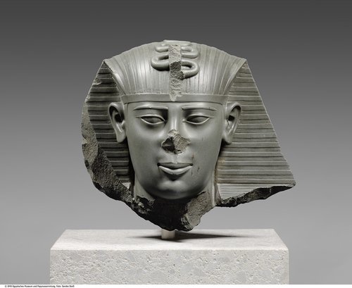 Kopf einer Standfigur des Königs Amasis (?) (A fragmentary statue head of Amasis (?))