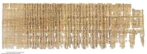 Hieratischer Papyrus mit Sargtextsprüchen und einem Opferritual (Hieratic papyrus with Coffin Texts and an offering ritual)
